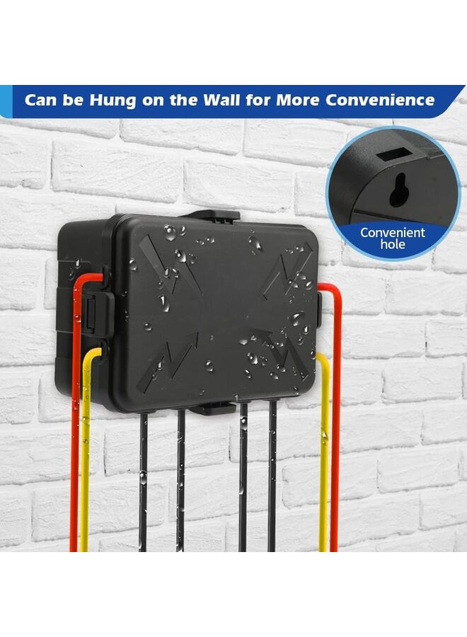 يُسلِّم صندوق كهربائي خارجي، أغطية منافذ كهربائية خارجية مقاومة للماء بمعيار IP54، أغطية أسلاك تمديد مقاومة للعوامل الجوية، تحمي المنافذ والمقابس والمآخذ والمؤقتات وشرائط الطاقة، ومصابيح الزينة كبيرة الحجم. - Image 4